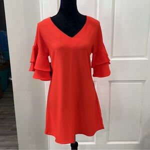 📦LAST CHANCE: DONATING📦Heart Soul | Reddish Orange Ruffle Sleeve Mini Dress
